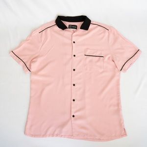 Pink Bowling Style Collard Shirt